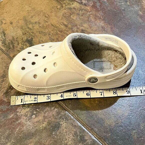 Crocs Kids White Lined Slingback Clogs 3 J 5 - Picture 11 of 12